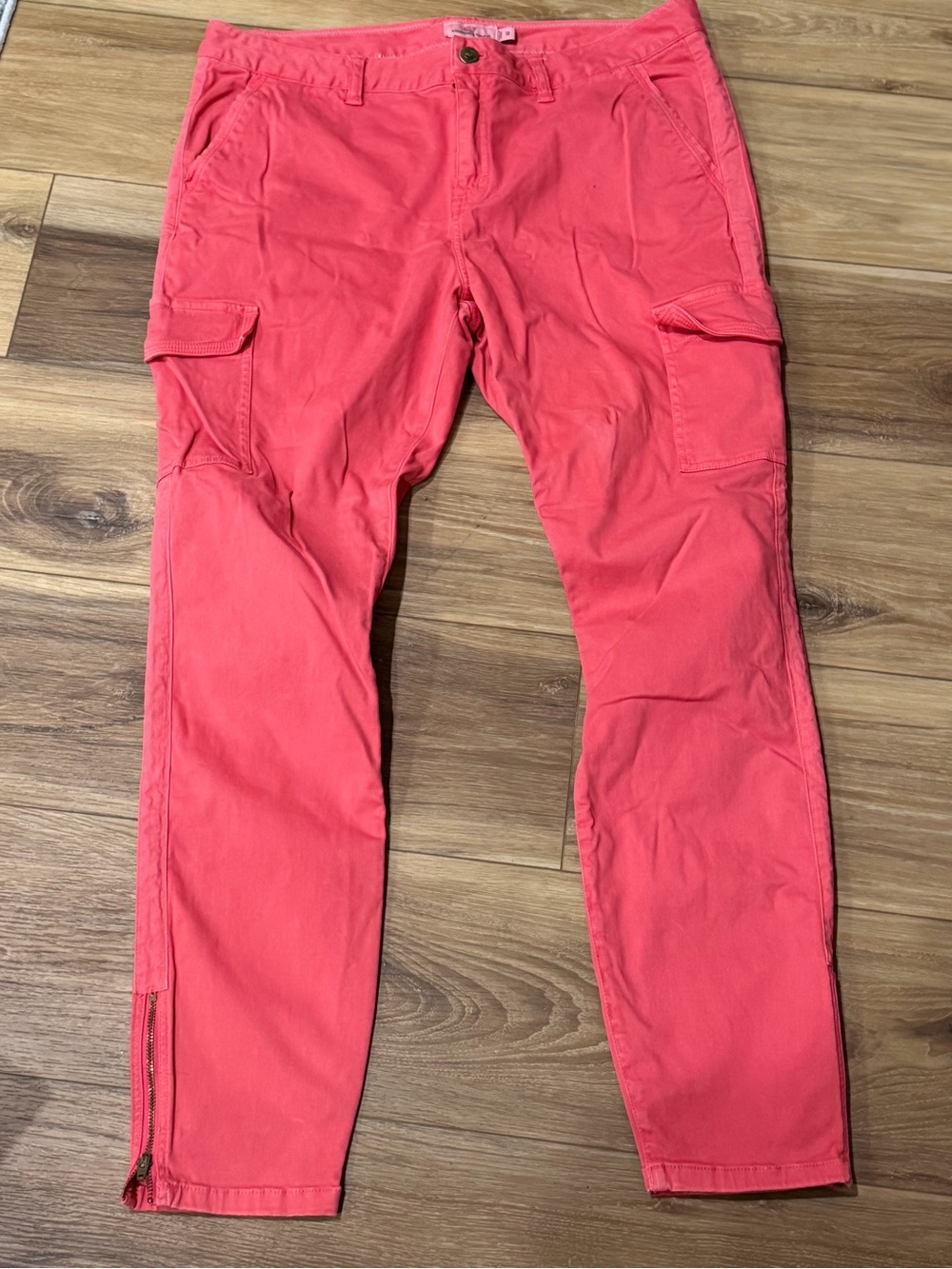Vineyard Vines 12 LargeLow Rise Jetty Red Jeans Stretchy Zip Ankles Coral